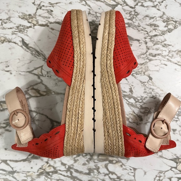 Earth Modena Yarrow Ankle Strap Sandal with an Espadrille Wedge Heel in Coral - Picture 6 of 9